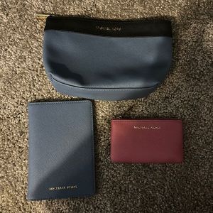 Michael Kors makeup bag, change purse, and wallet